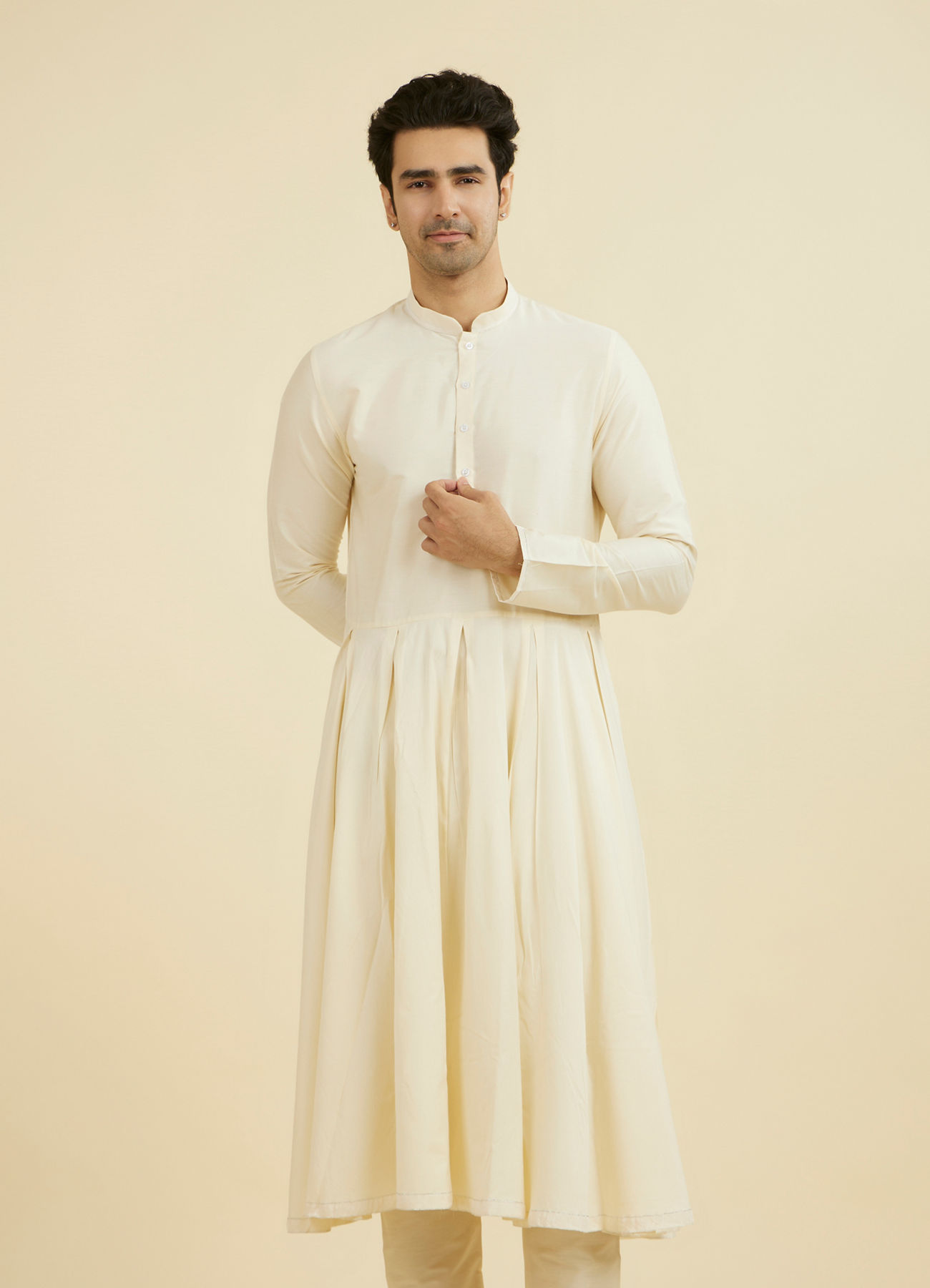 Manyavar Men Cream Elegance Kurta Pajama