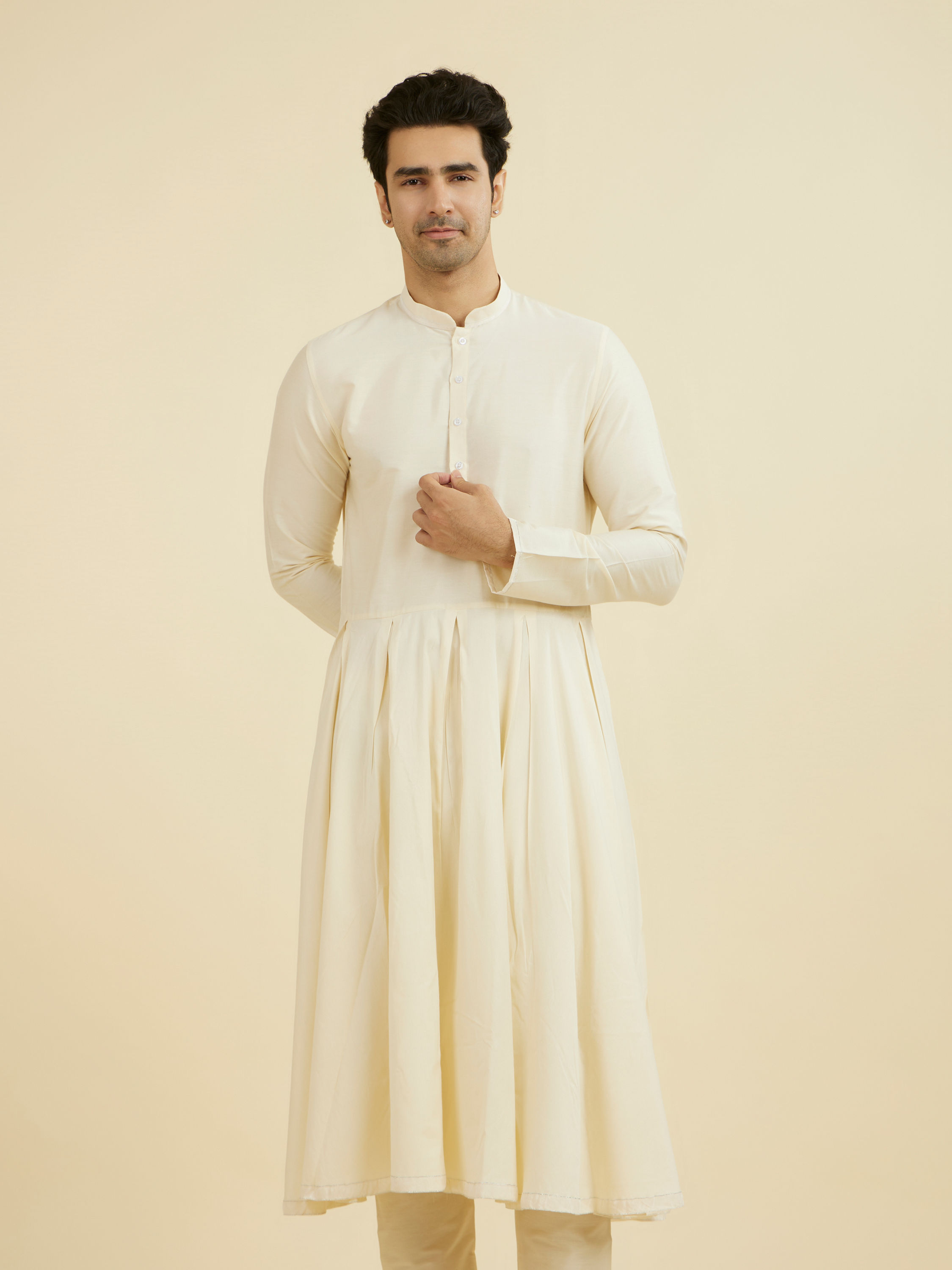 Manyavar Men Cream Elegance Kurta Pajama