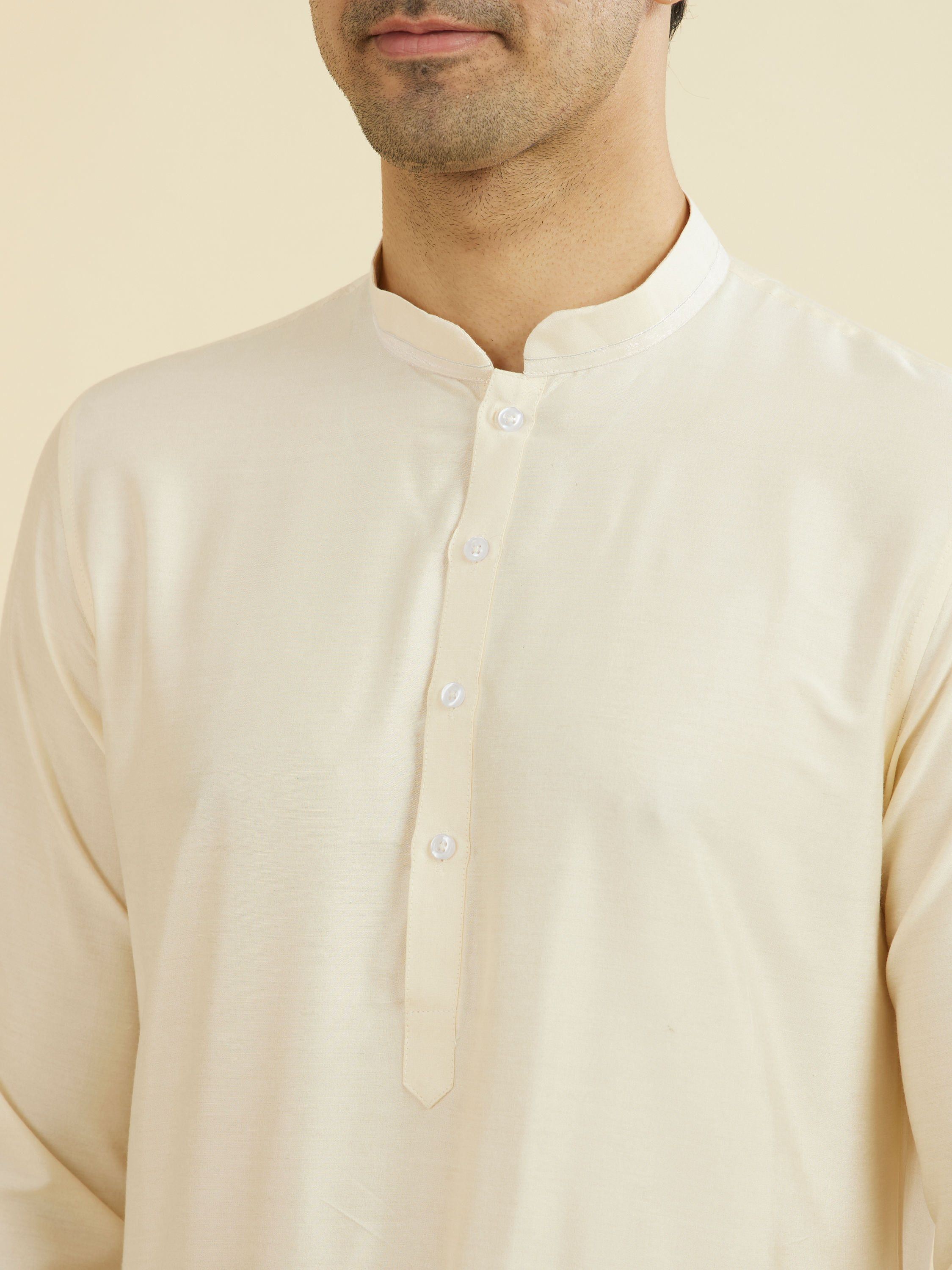 Manyavar Men Cream Elegance Kurta Pajama