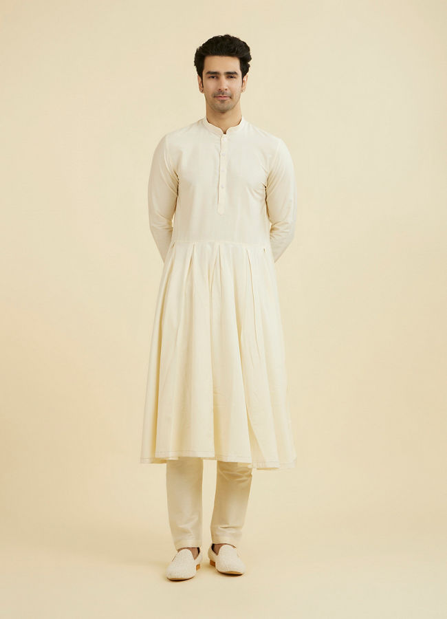 Manyavar Men Cream Elegance Kurta Pajama