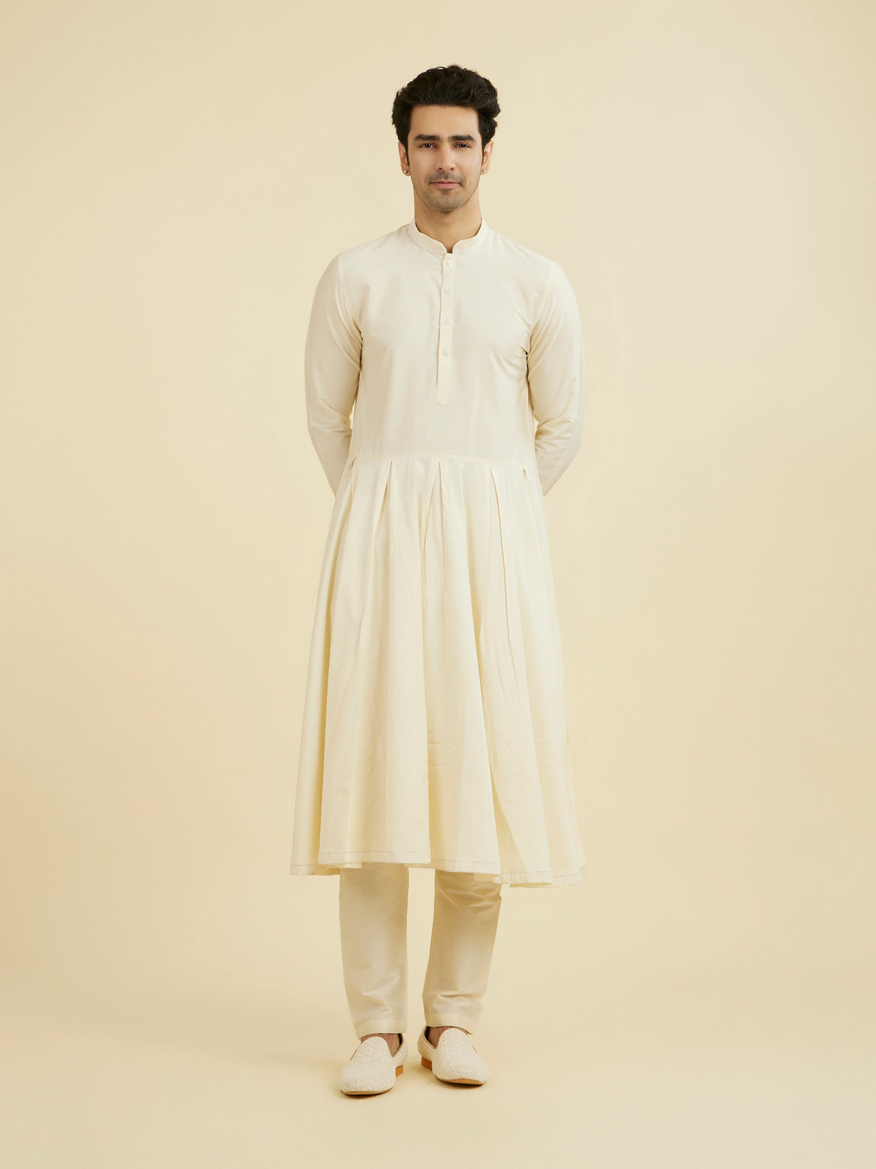 Manyavar Men Cream Elegance Kurta Pajama