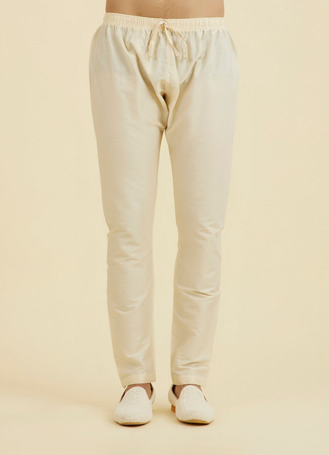 Manyavar Men Cream Elegance Kurta Pajama