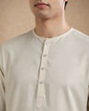 Manyavar Men Cream Blended Viscose Kurta Pajama with Basic Design