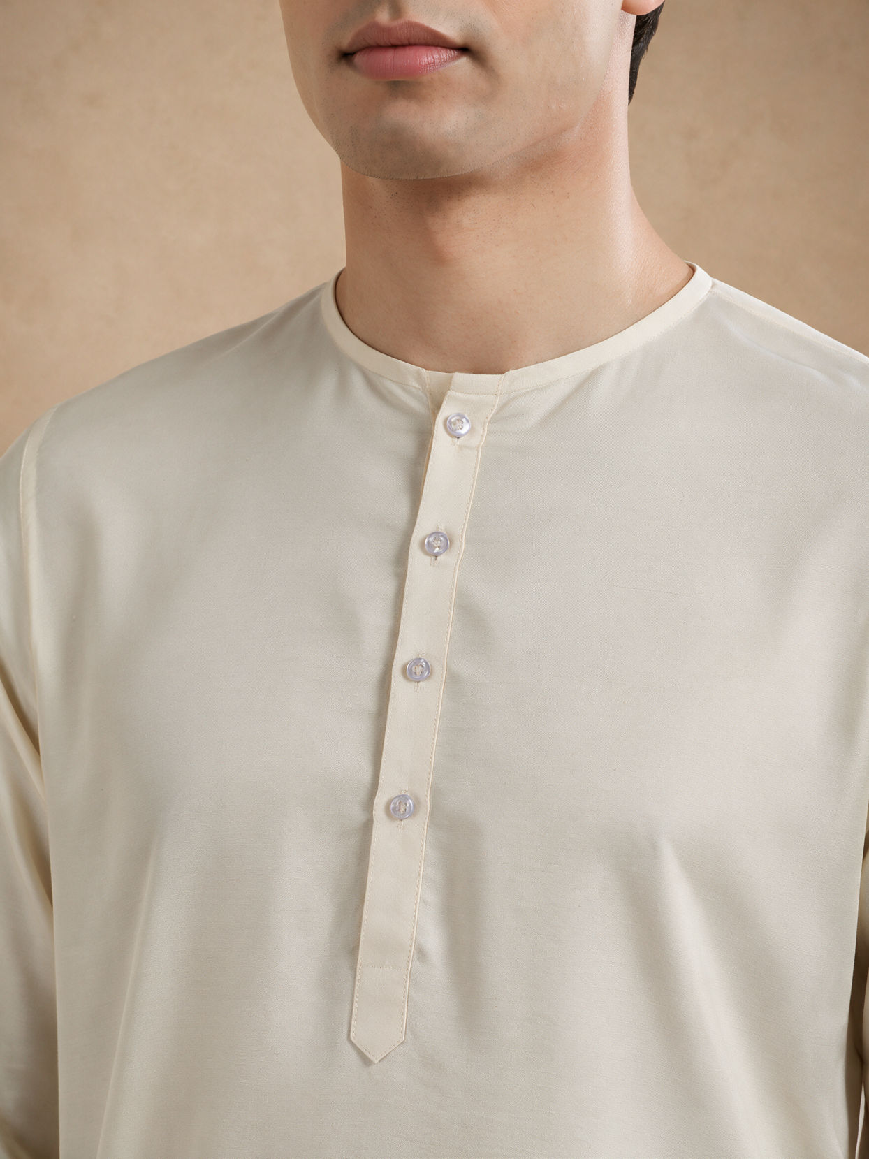 Manyavar Men Cream Blended Viscose Kurta Pajama with Basic Design