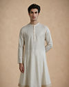 Manyavar Men Cream Blended Viscose Kurta Pajama with Basic Design