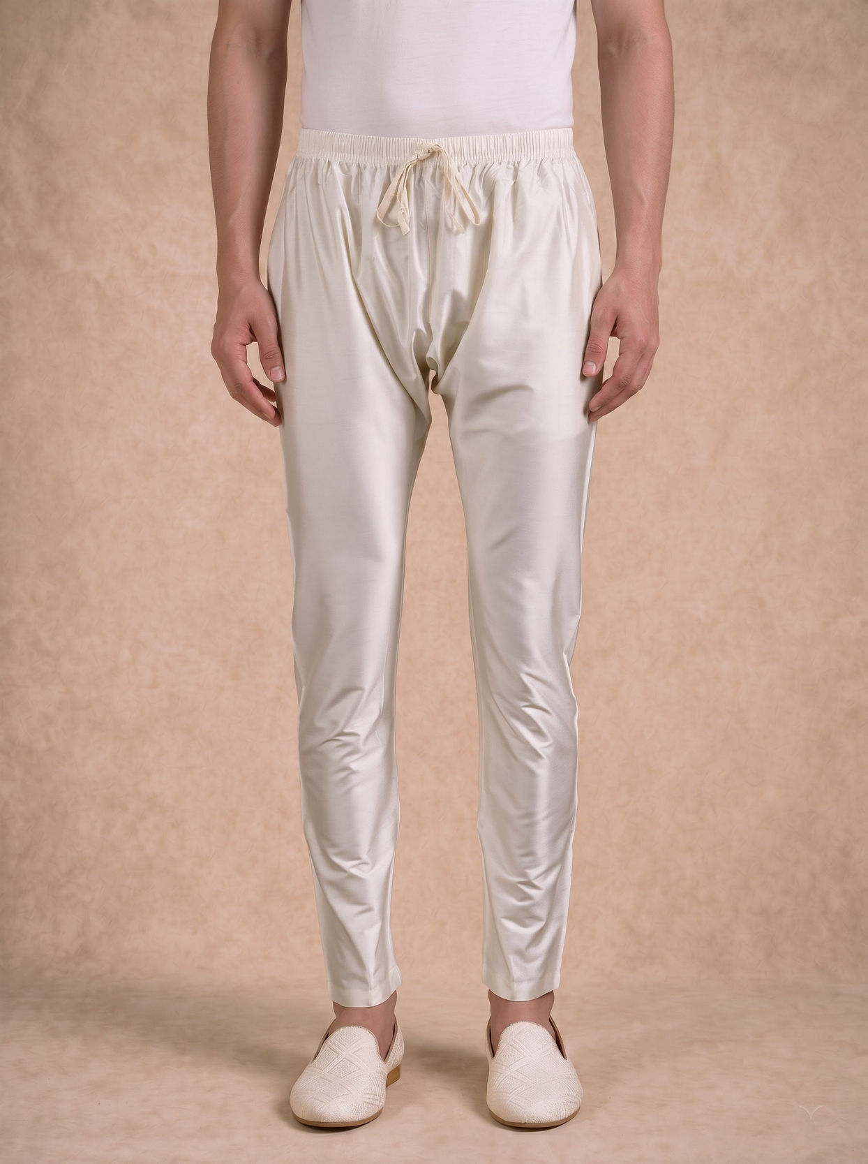 Manyavar Men Cream Blended Viscose Kurta Pajama with Basic Design