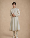 Manyavar Men Cream Blended Viscose Kurta Pajama with Basic Design