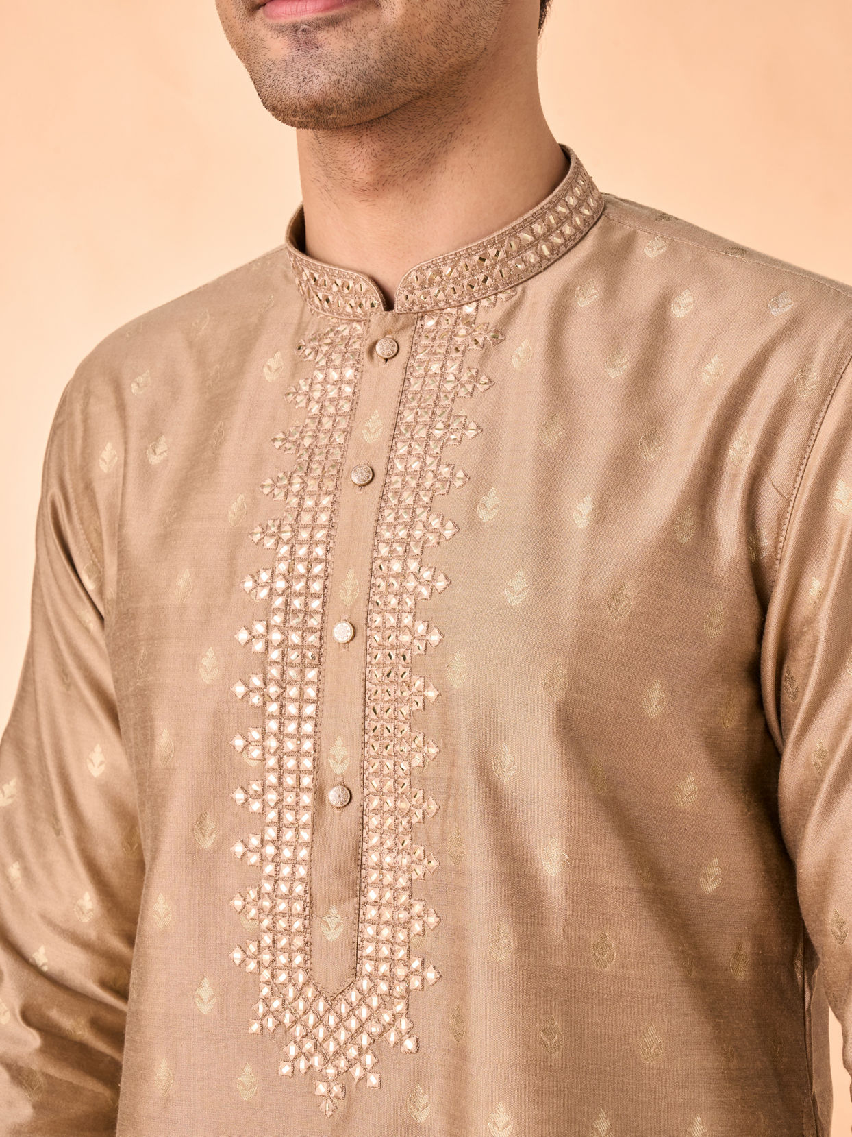 Manyavar Men Walnut Majesty Kurta Pajama