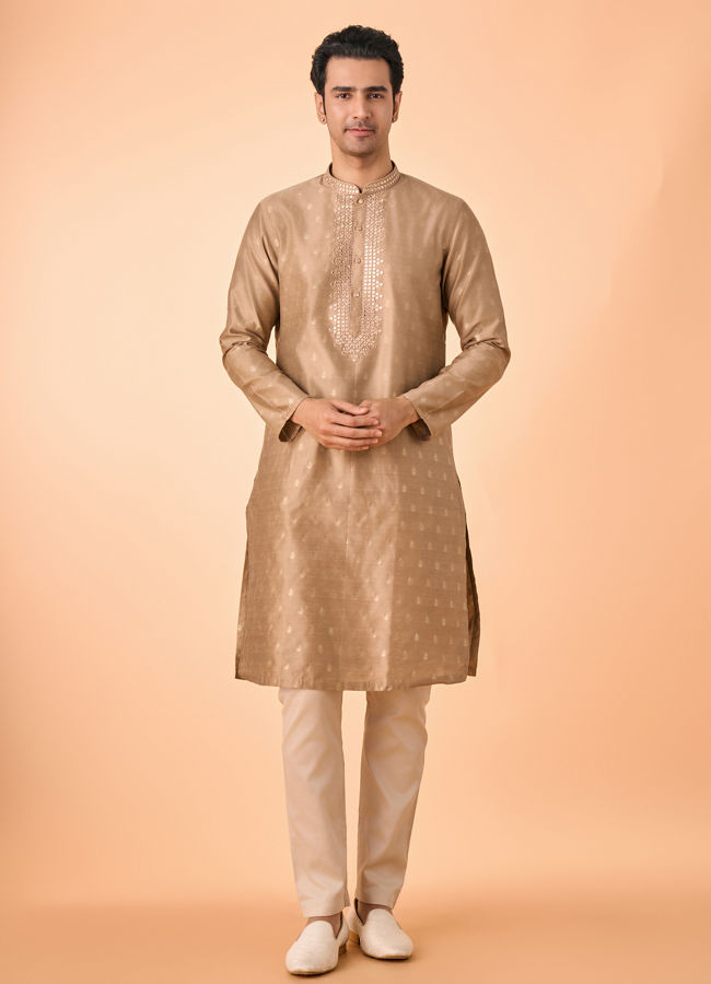 Manyavar Men Walnut Majesty Kurta Pajama