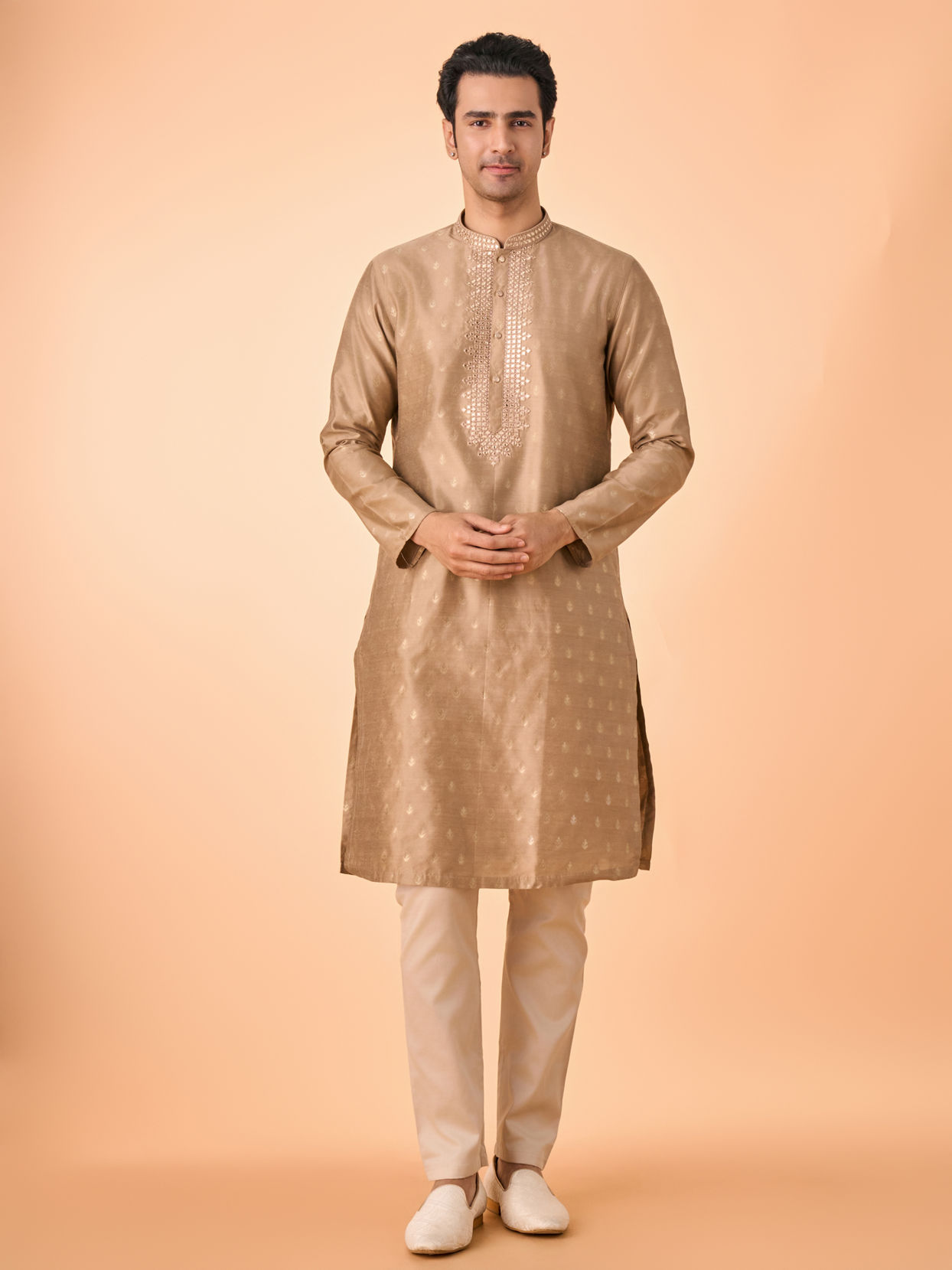 Manyavar Men Walnut Majesty Kurta Pajama