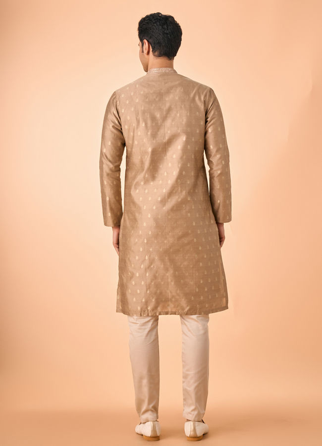 Manyavar Men Walnut Majesty Kurta Pajama