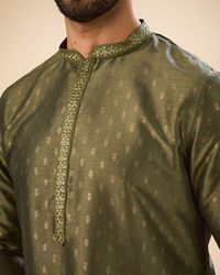 Manyavar Men Elegant Olive Green Kurta Pajama