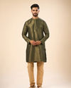 Manyavar Men Elegant Olive Green Kurta Pajama