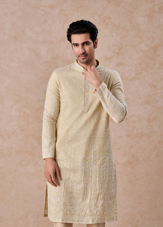 Manyavar Men Glittering Gold Kurta Pajama