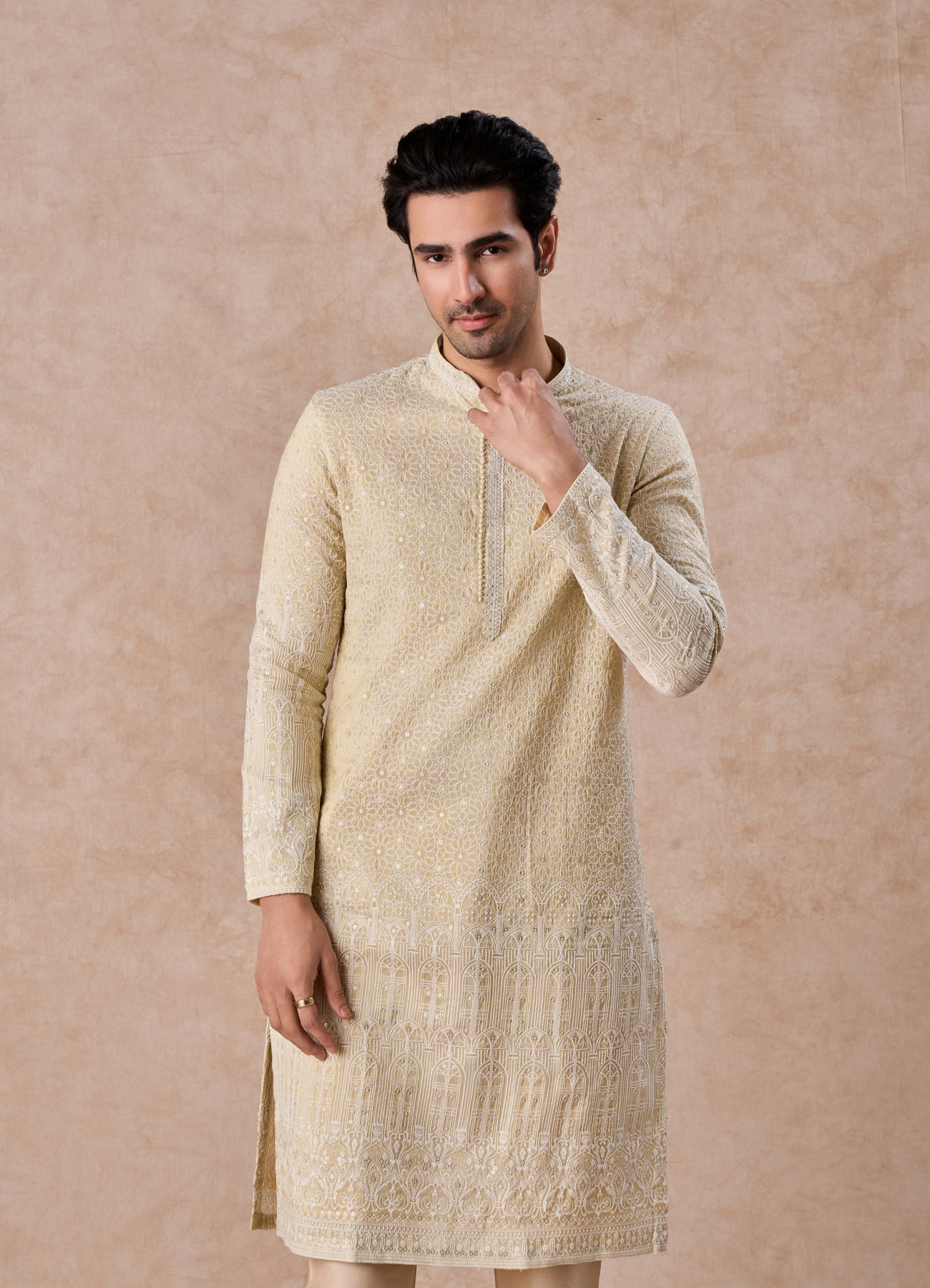 Manyavar Men Glittering Gold Kurta Pajama