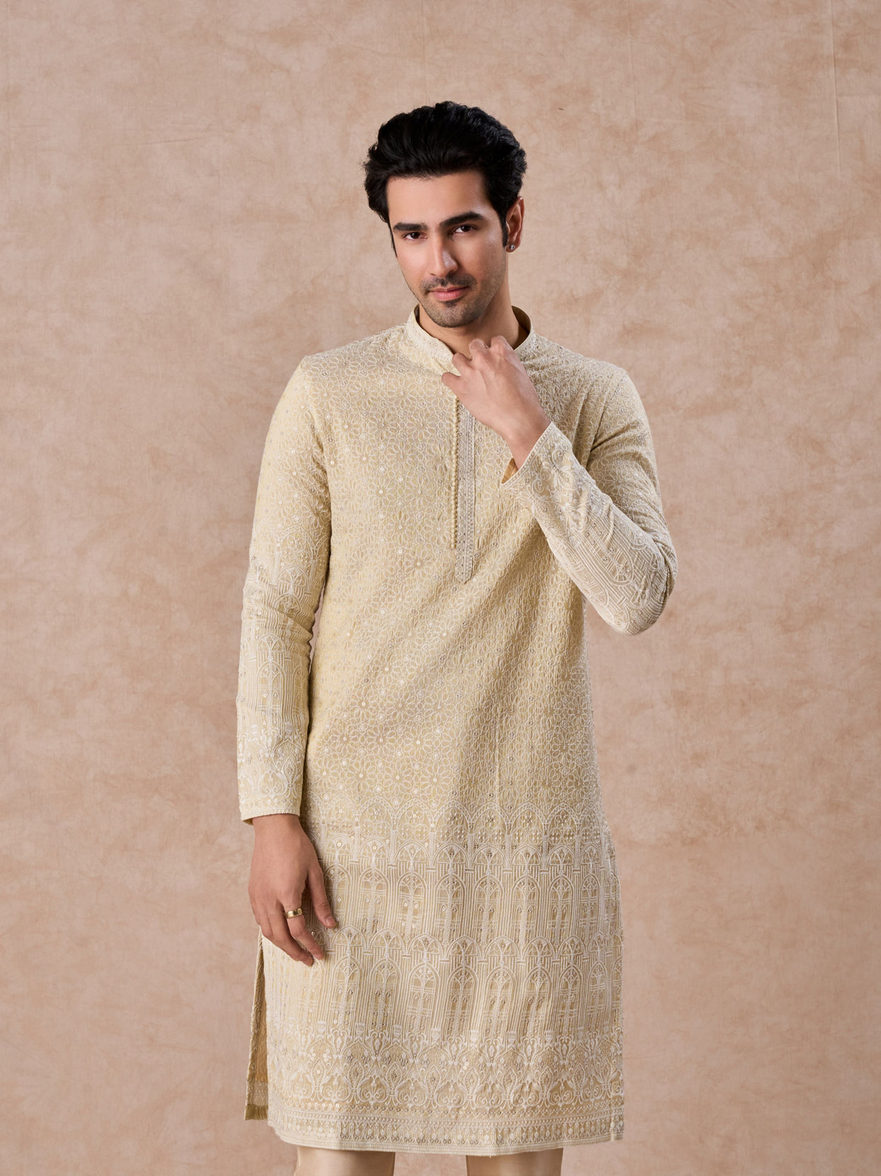 Manyavar Men Glittering Gold Kurta Pajama