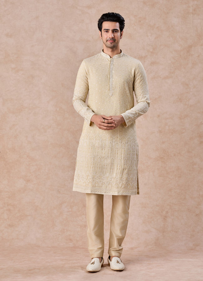 Manyavar Men Glittering Gold Kurta Pajama