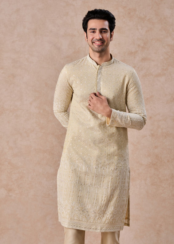 Manyavar Men Glittering Gold Kurta Pajama