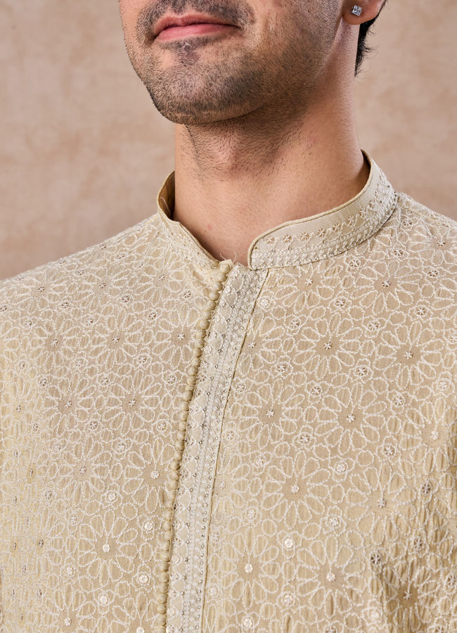 Manyavar Men Glittering Gold Kurta Pajama