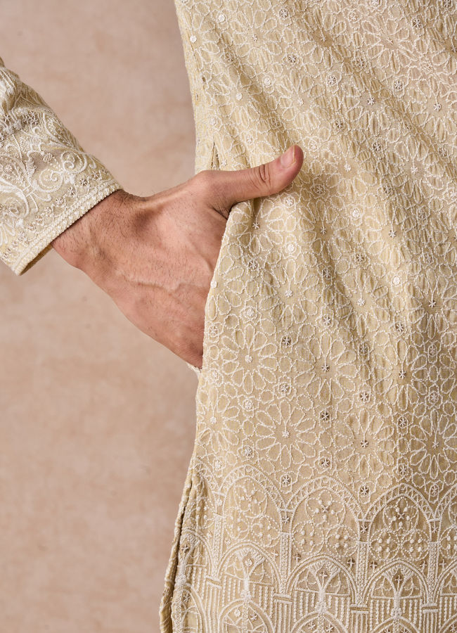 Manyavar Men Glittering Gold Kurta Pajama