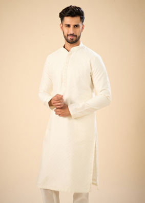 Manyavar Men Elegant Cream Kurta Pajama