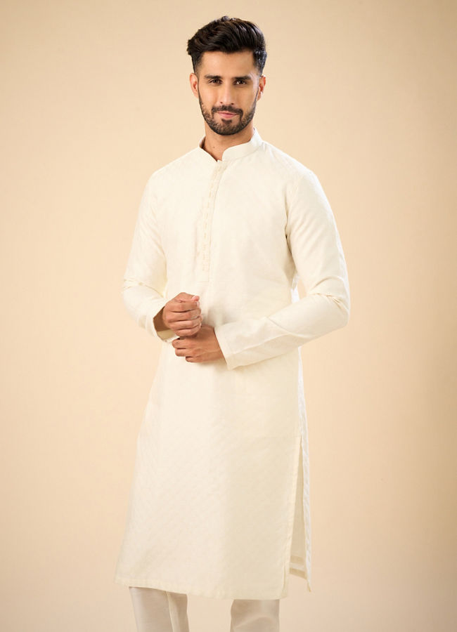 Manyavar Men Elegant Cream Kurta Pajama