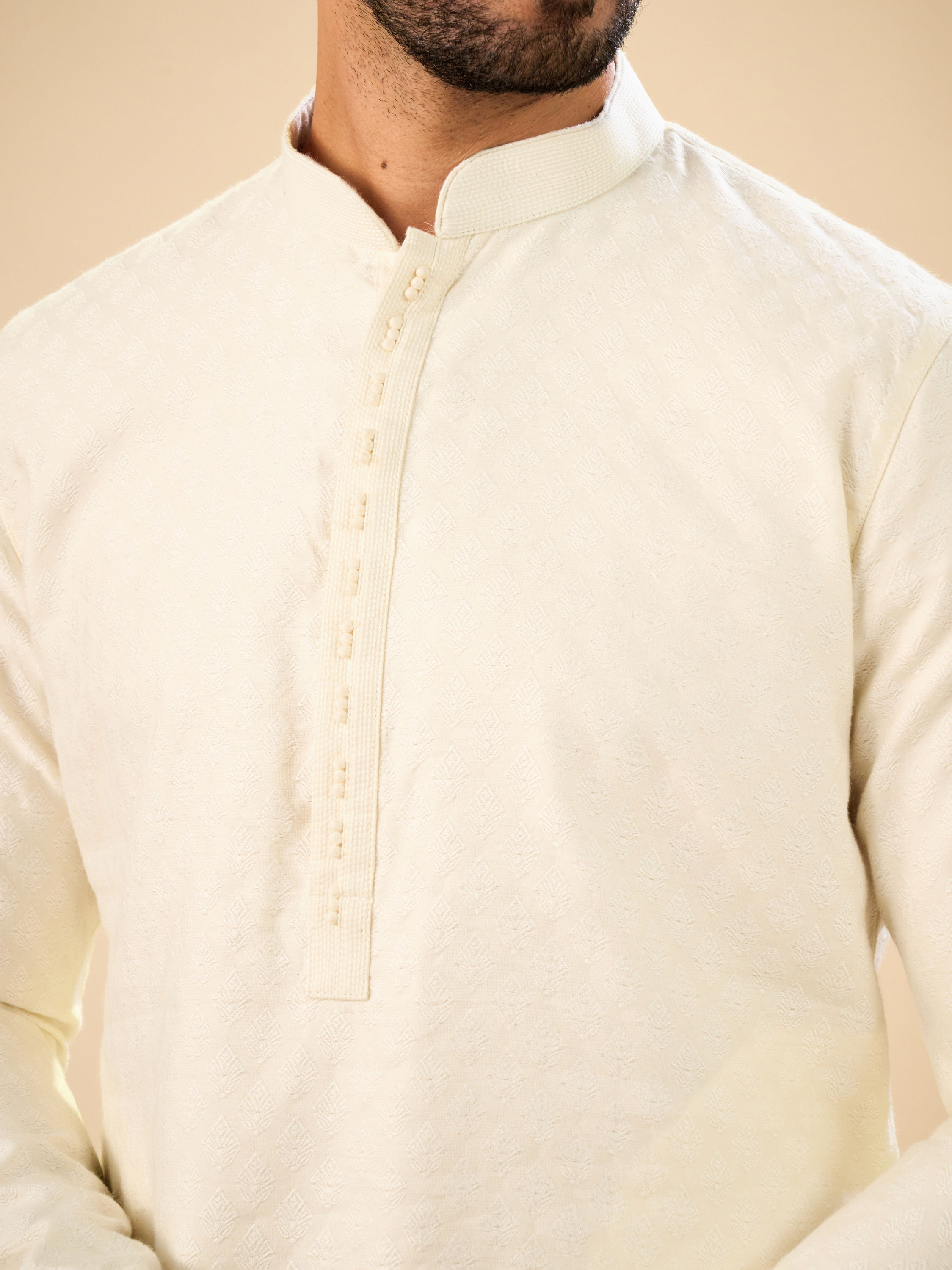 Manyavar Men Elegant Cream Kurta Pajama