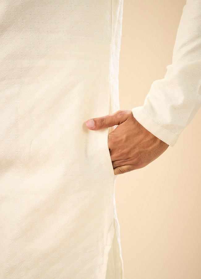 Manyavar Men Elegant Cream Kurta Pajama