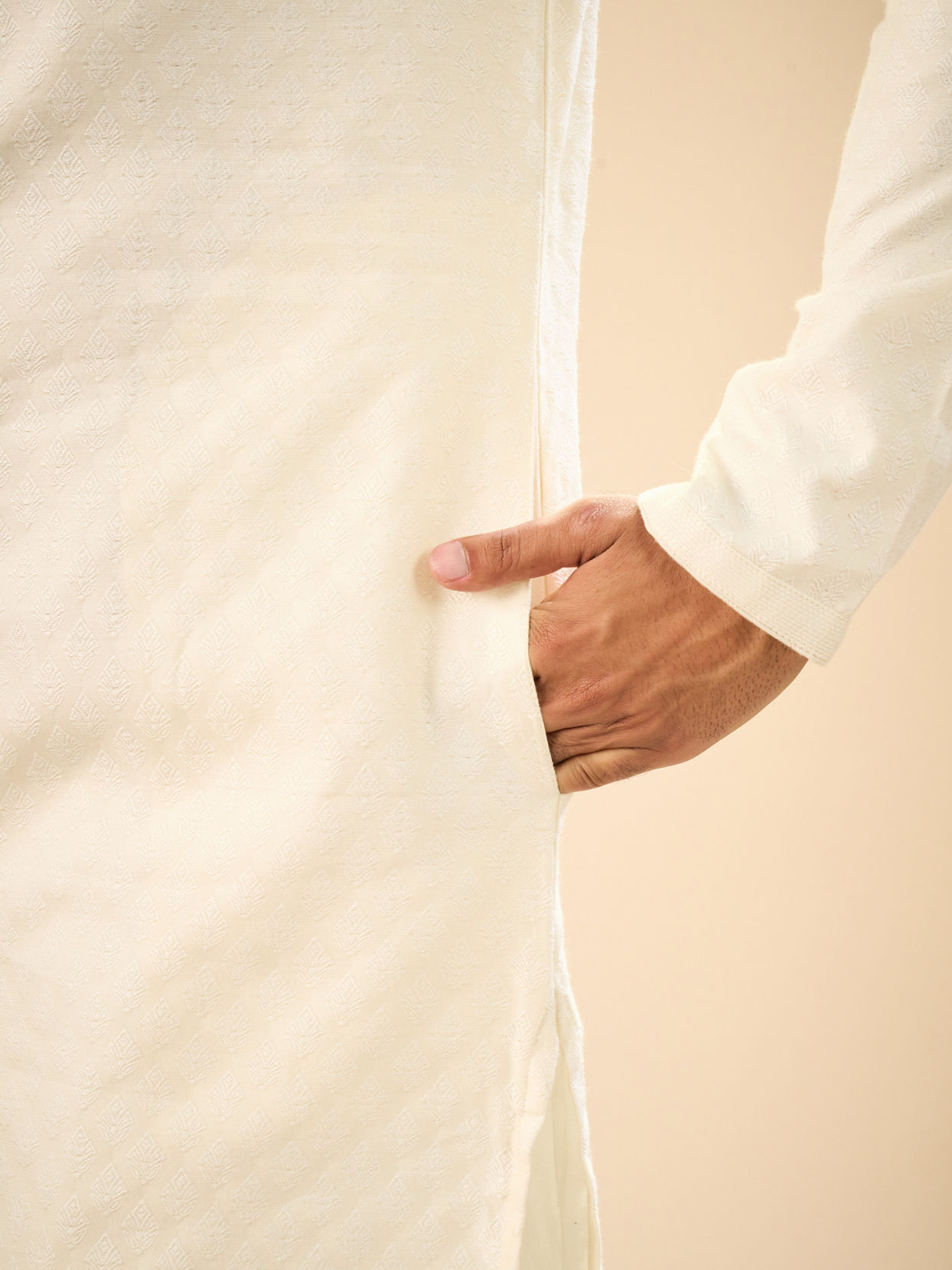 Manyavar Men Elegant Cream Kurta Pajama