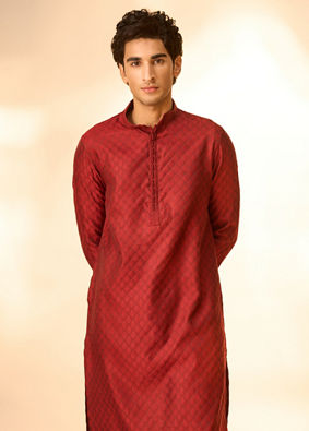 Manyavar Men Majestic Maroon Ensemble Kurta Pajama