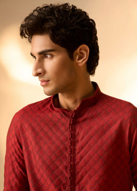 Manyavar Men Majestic Maroon Ensemble Kurta Pajama