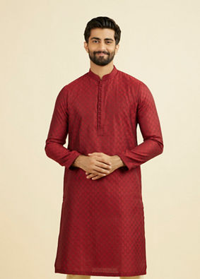 Manyavar Men Majestic Maroon Ensemble Kurta Pajama