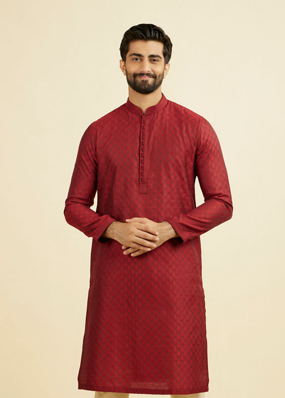 Manyavar Men Majestic Maroon Ensemble Kurta Pajama