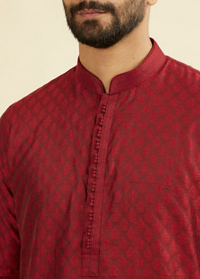 Manyavar Men Majestic Maroon Ensemble Kurta Pajama
