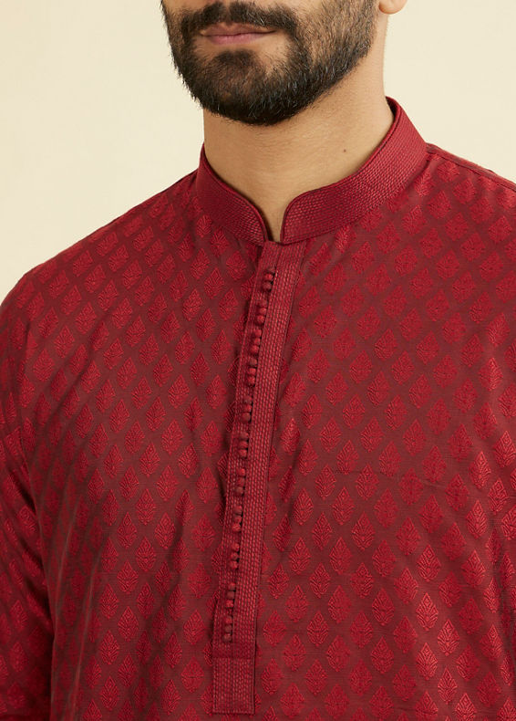 Manyavar Men Majestic Maroon Ensemble Kurta Pajama