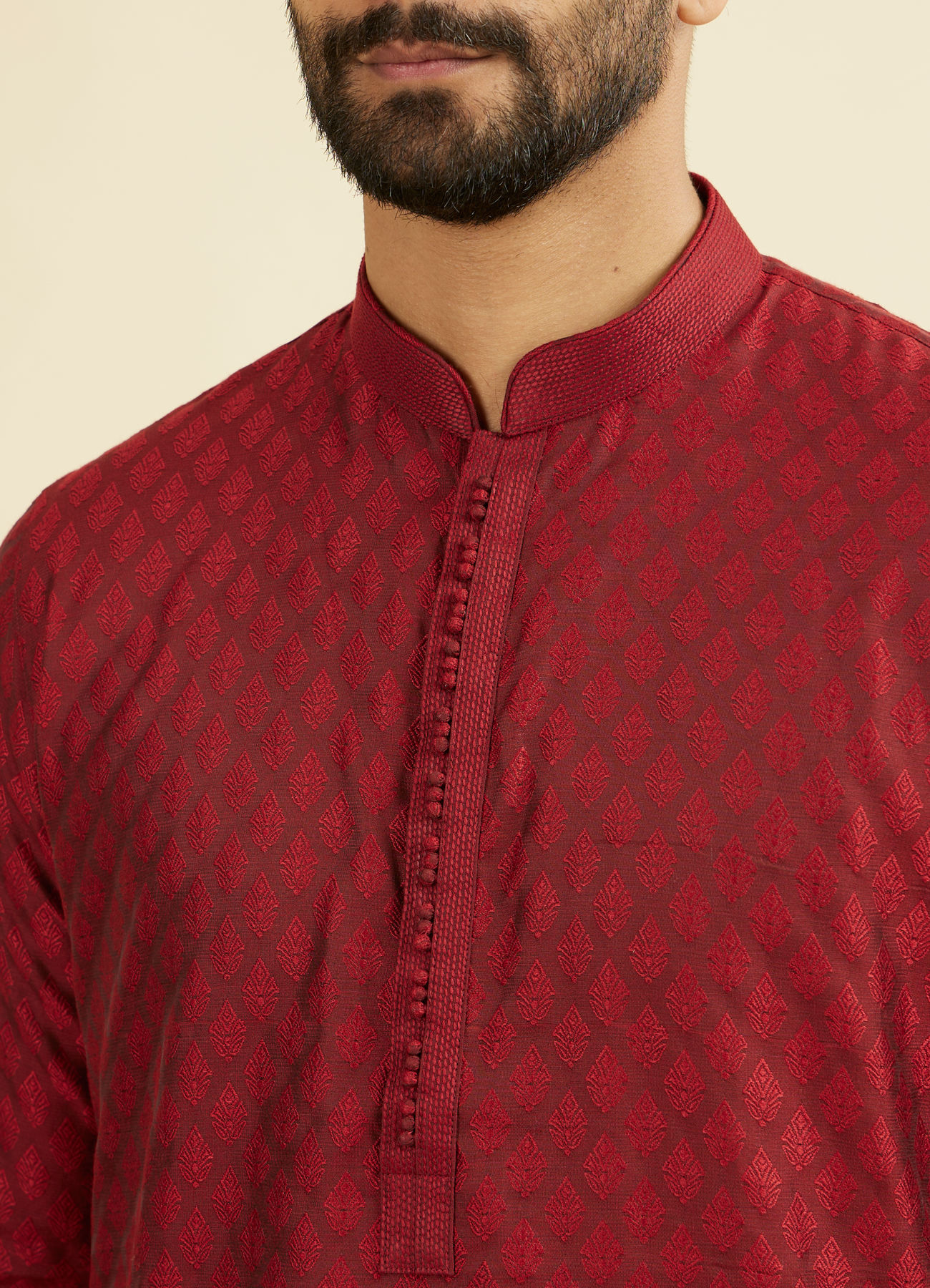 Manyavar Men Majestic Maroon Ensemble Kurta Pajama