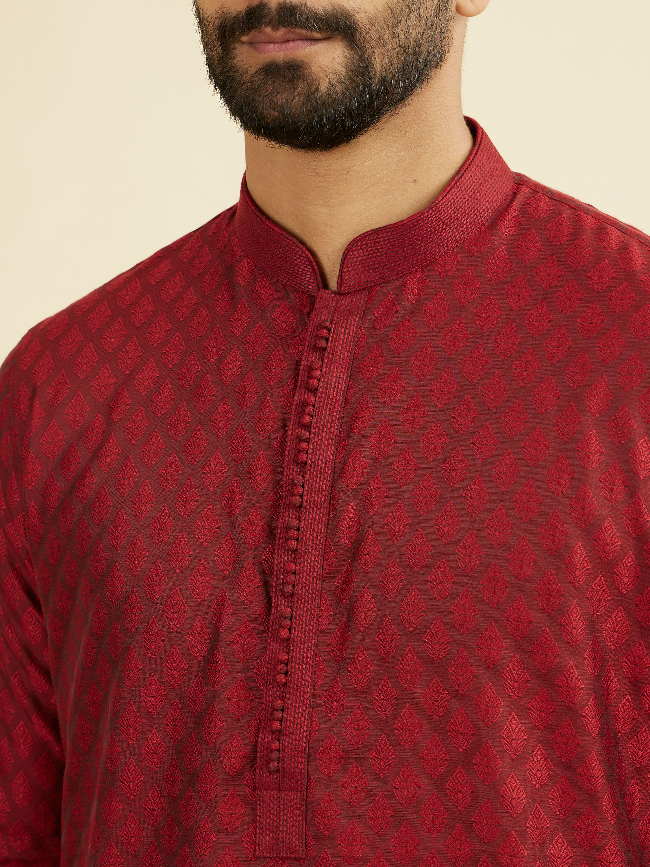 Manyavar Men Majestic Maroon Ensemble Kurta Pajama