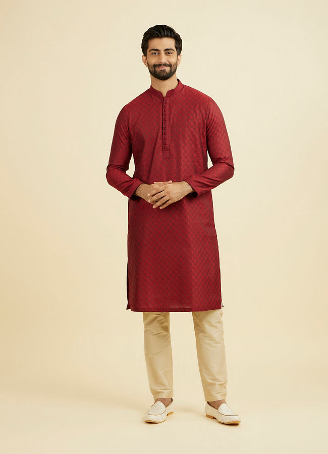 Manyavar Men Majestic Maroon Ensemble Kurta Pajama