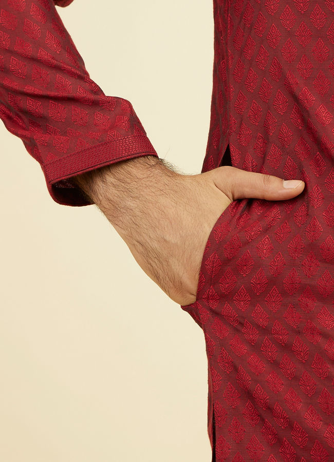 Manyavar Men Majestic Maroon Ensemble Kurta Pajama
