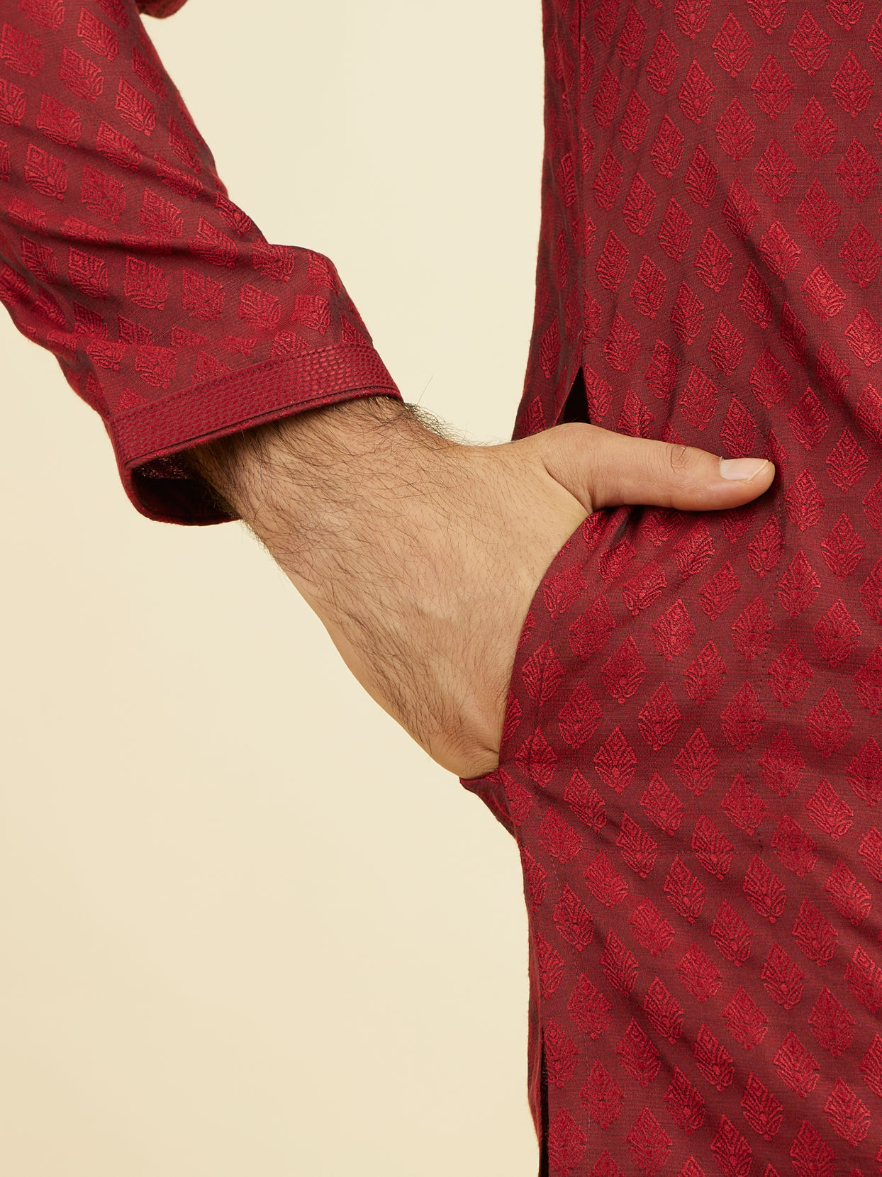 Manyavar Men Majestic Maroon Ensemble Kurta Pajama