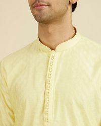 Manyavar Men Yellow Jacquard Haldi Radiance Kurta Pajama