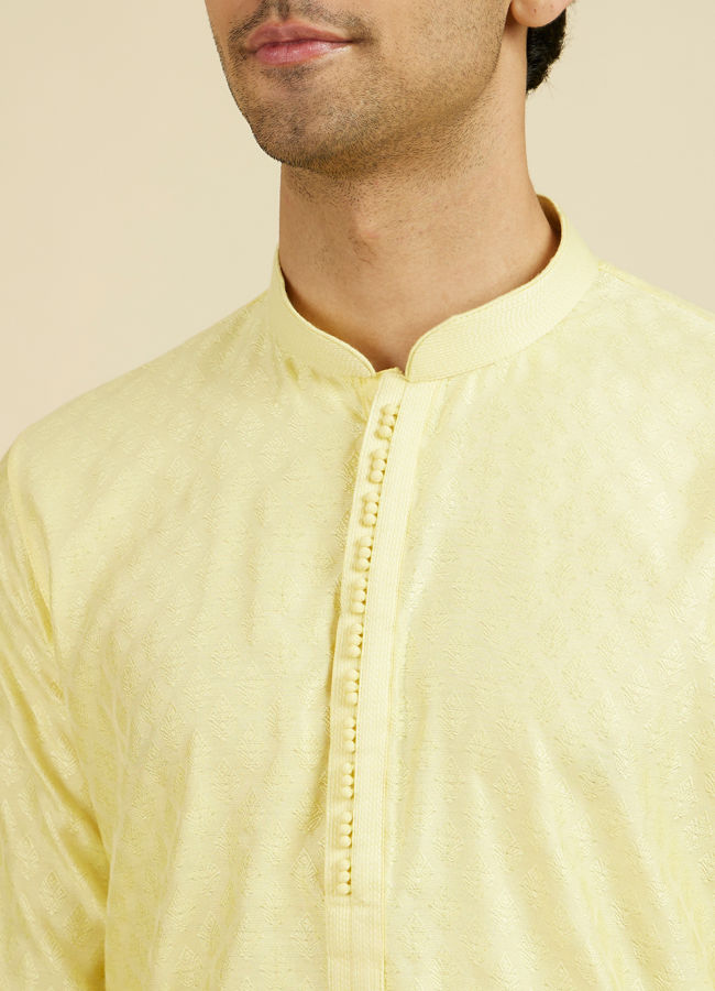 Manyavar Men Yellow Jacquard Haldi Radiance Kurta Pajama