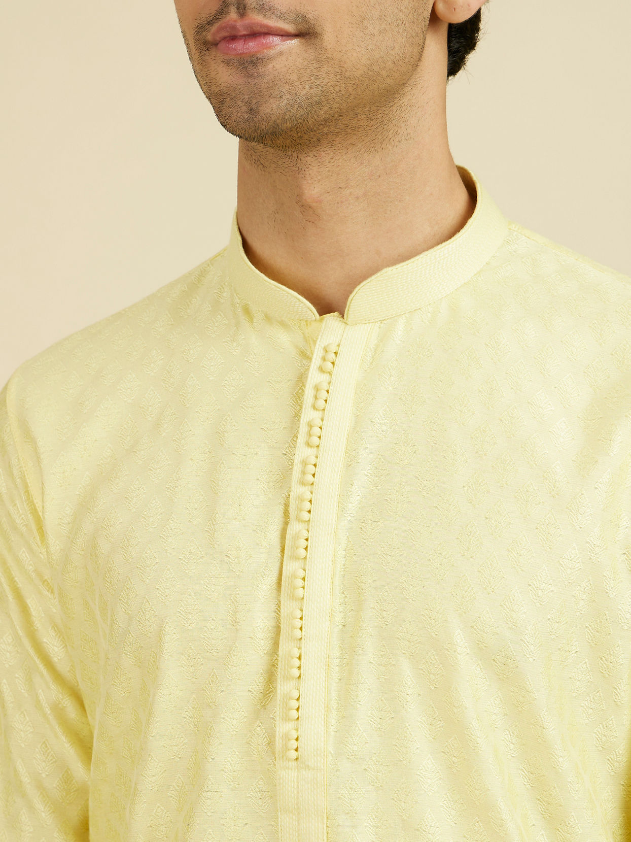 Manyavar Men Yellow Jacquard Haldi Radiance Kurta Pajama