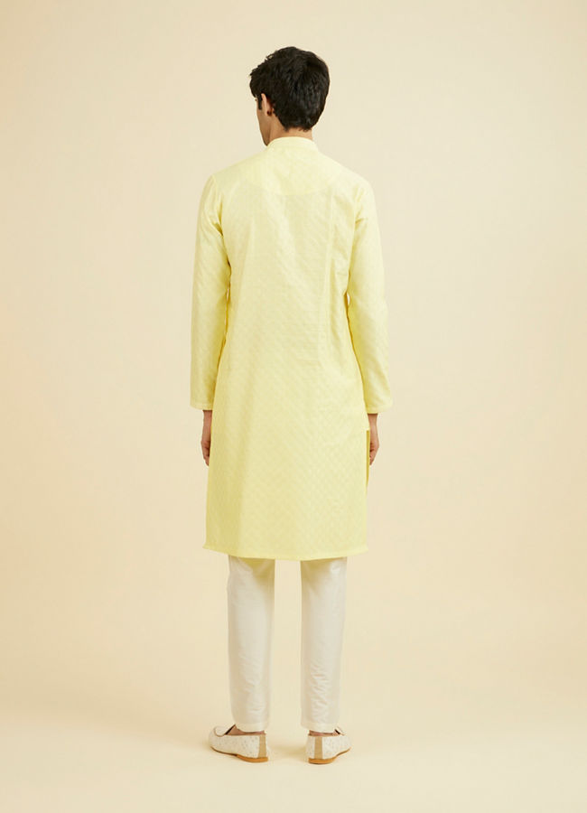 Manyavar Men Yellow Jacquard Haldi Radiance Kurta Pajama