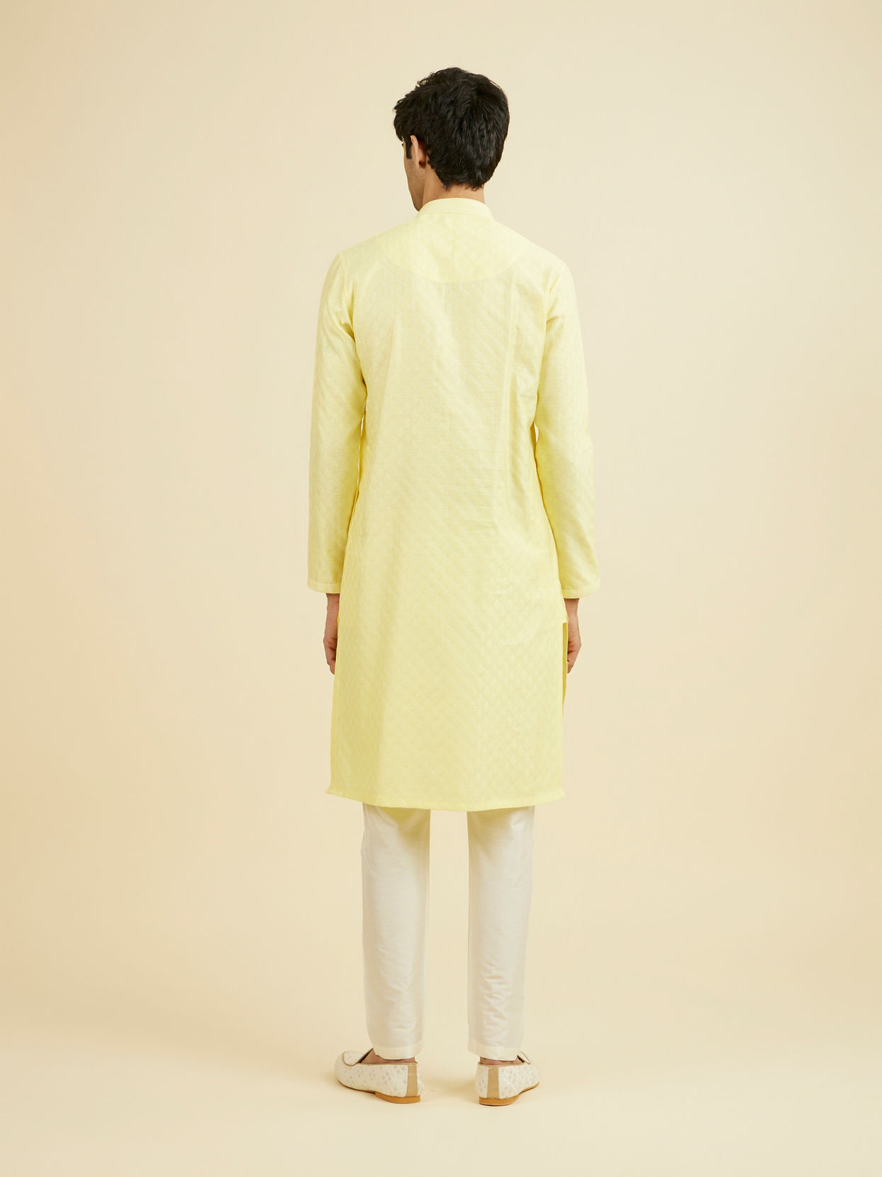 Manyavar Men Yellow Jacquard Haldi Radiance Kurta Pajama