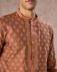 Manyavar Men Elegant Tan Kurta Pajama Set