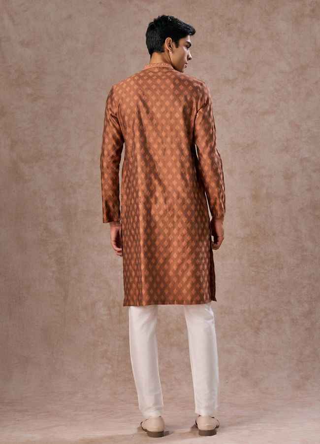 Manyavar Men Elegant Tan Kurta Pajama Set