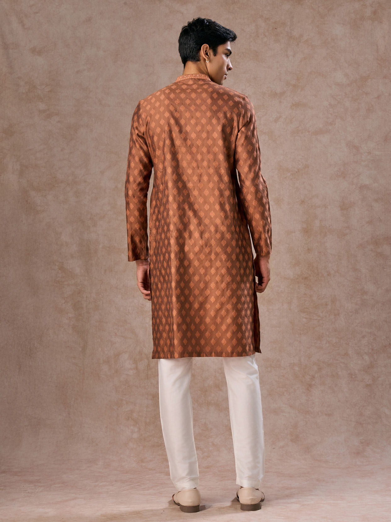 Manyavar Men Elegant Tan Kurta Pajama Set