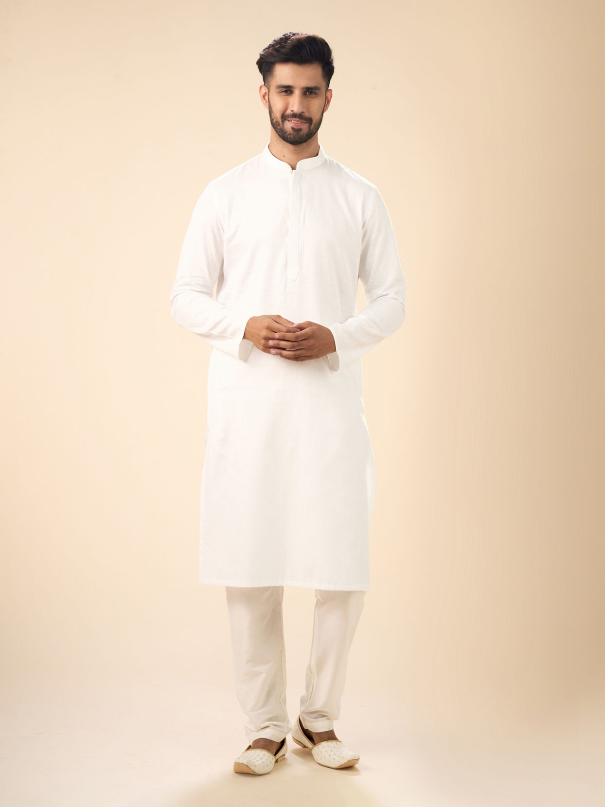 Manyavar Men Splendid White Kurta Pajama