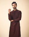 Manyavar Men Elegant Wine Kurta Pajama Ensemble